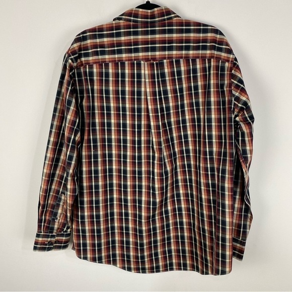 Cabela's Orange Brown Red Plaid Button Down Shirt Mens - Picture 2 of 3